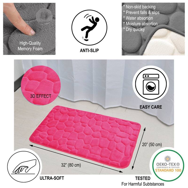 Bathroom Rug Memory Foam Mat 3D Pebble 32"L x 20"W On Sale Bed Bath